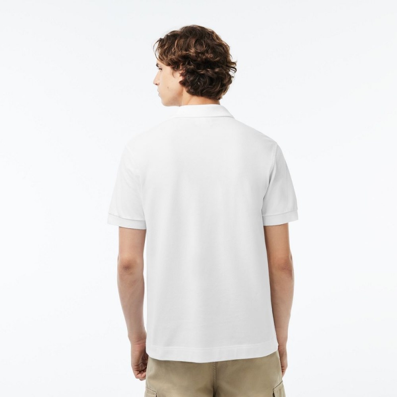 Men's Lacoste Classic Fit Heavy Cotton Piqué L.12.21 Polo Shirts White | DVR379214