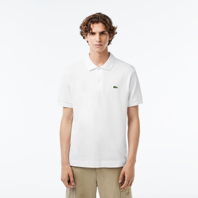 Men\'s Lacoste Classic Fit Heavy Cotton Piqué L.12.21 Polo Shirts White | DVR379214