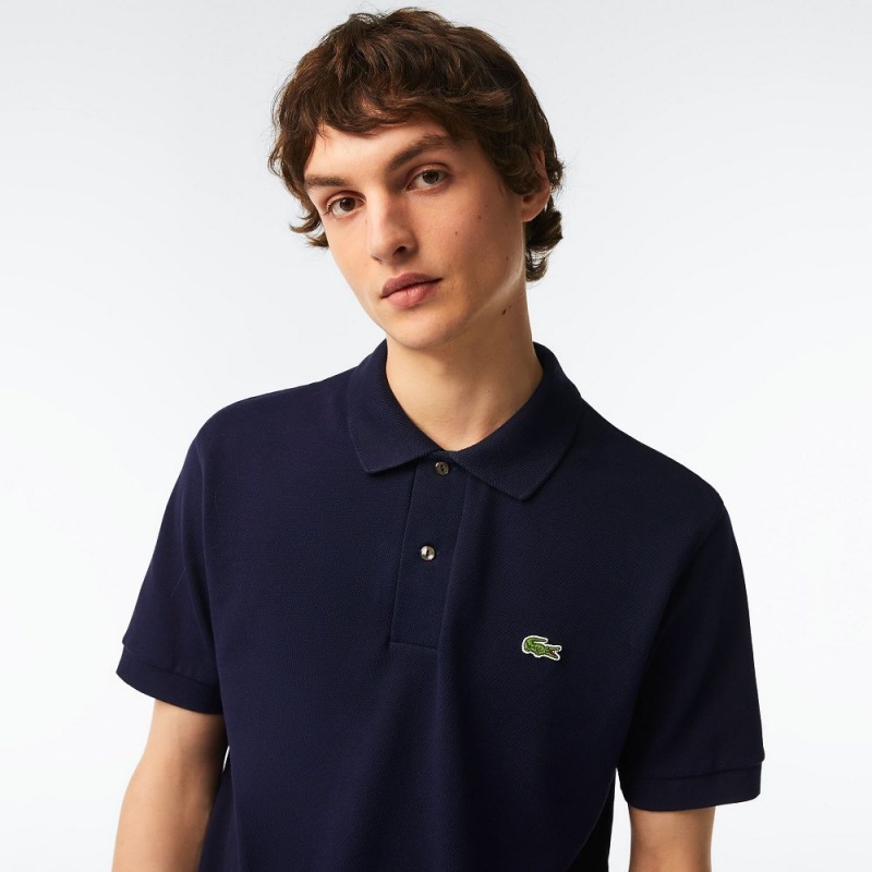 Men's Lacoste Classic Fit Heavy Cotton Piqué L.12.21 Polo Shirts Navy Blue | RKG021687