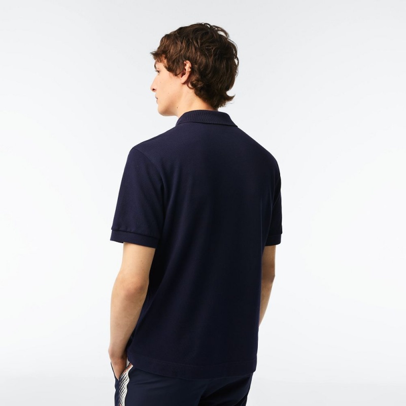 Men's Lacoste Classic Fit Heavy Cotton Piqué L.12.21 Polo Shirts Navy Blue | RKG021687