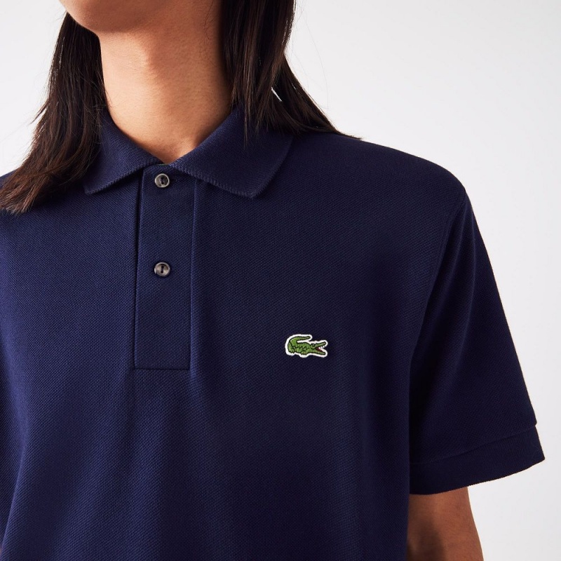 Men's Lacoste Classic Fit Heavy Cotton Piqué L.12.21 Polo Shirts Navy Blue | RKG021687