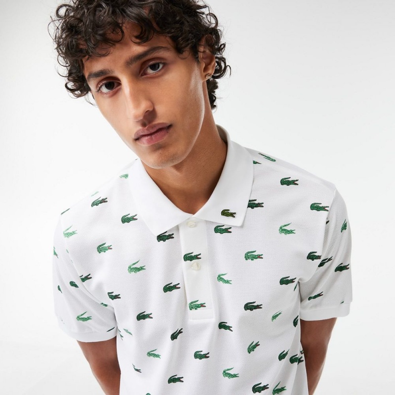 Men's Lacoste Classic Fit Multi Croc Original L.12.12 Polo Shirts White | RMV625081