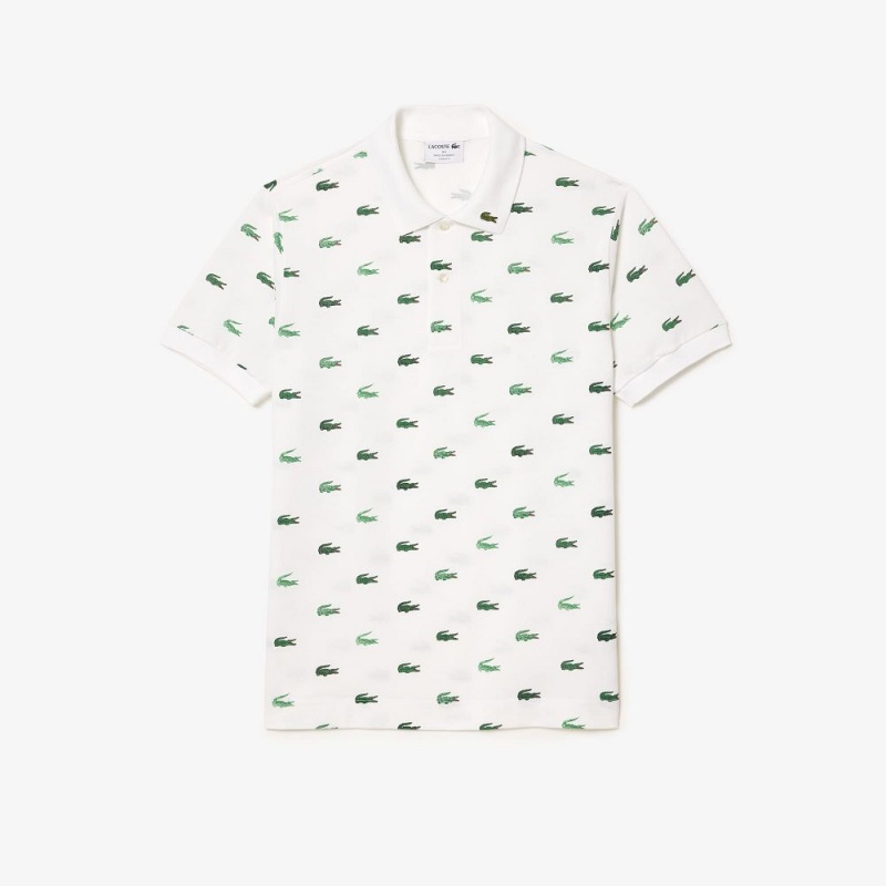 Men's Lacoste Classic Fit Multi Croc Original L.12.12 Polo Shirts White | RMV625081