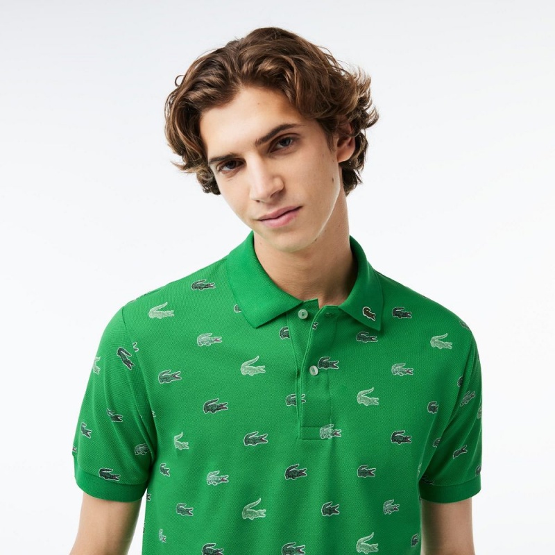 Men's Lacoste Classic Fit Multi Croc Original L.12.12 Polo Shirts Green | OKP194072