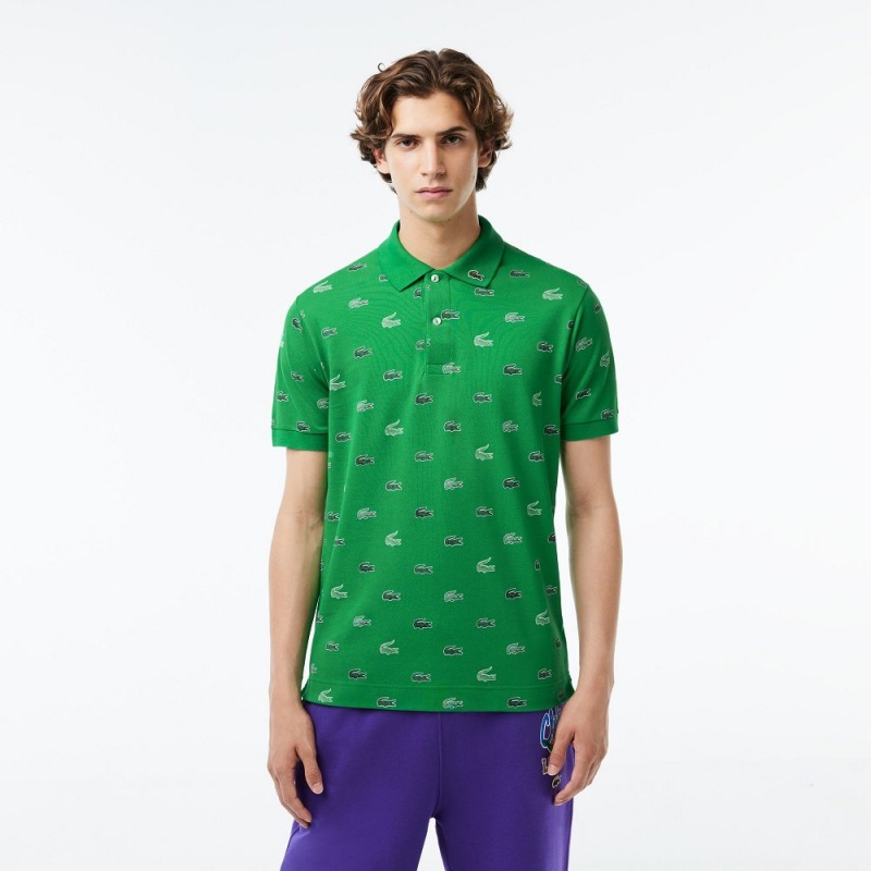 Men\'s Lacoste Classic Fit Multi Croc Original L.12.12 Polo Shirts Green | OKP194072