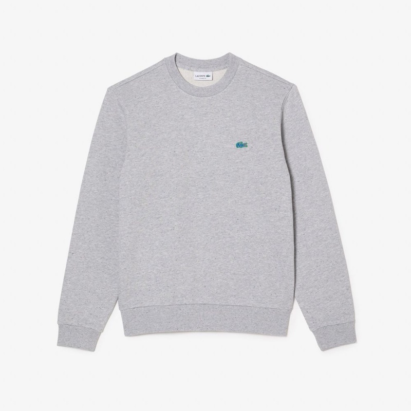 Men's Lacoste Classic Fit Speckled Print Fleece Sweatshirt Grey Chine | GQJ307642