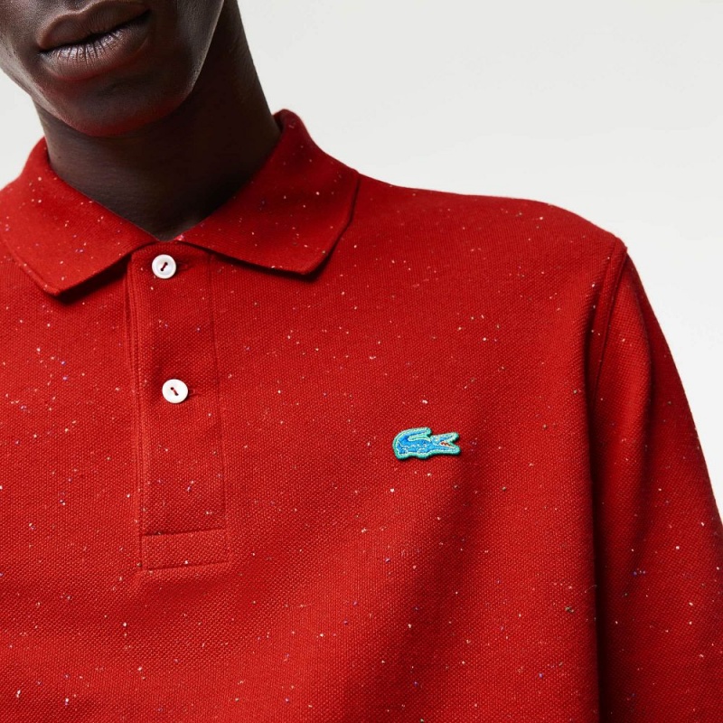 Men's Lacoste Classic Fit Speckled Print Polo Shirts Red | TEA726493