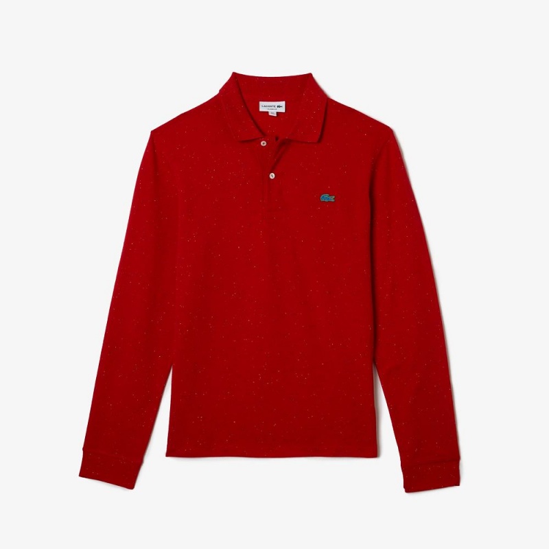 Men's Lacoste Classic Fit Speckled Print Polo Shirts Red | TEA726493