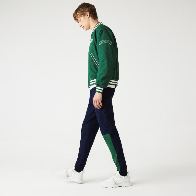 Men's Lacoste Colorblock Cotton Fleece Sweatpants Navy Blue Green Red | ULP690712