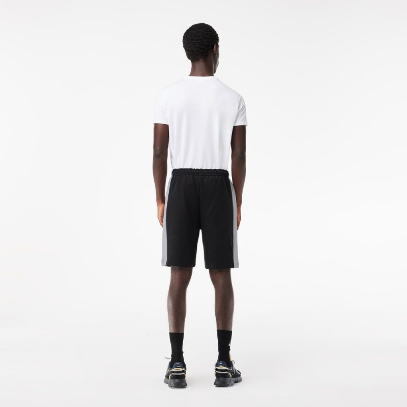 Men's Lacoste Colorblock Fleece Shorts Black Grey Chine | VSE948673