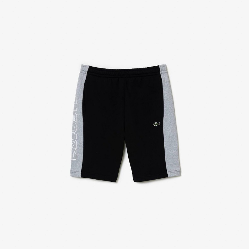 Men's Lacoste Colorblock Fleece Shorts Black Grey Chine | VSE948673