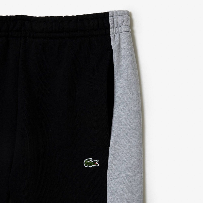 Men's Lacoste Colorblock Fleece Shorts Black Grey Chine | VSE948673