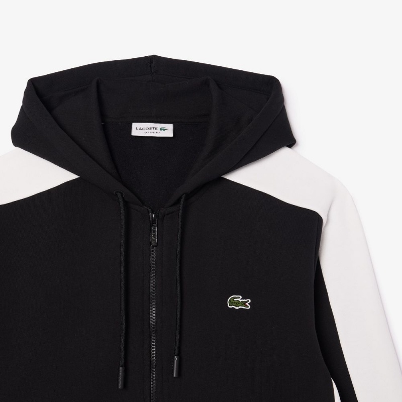 Men's Lacoste Colorblock Hoodie Black White Beige | CYS601974