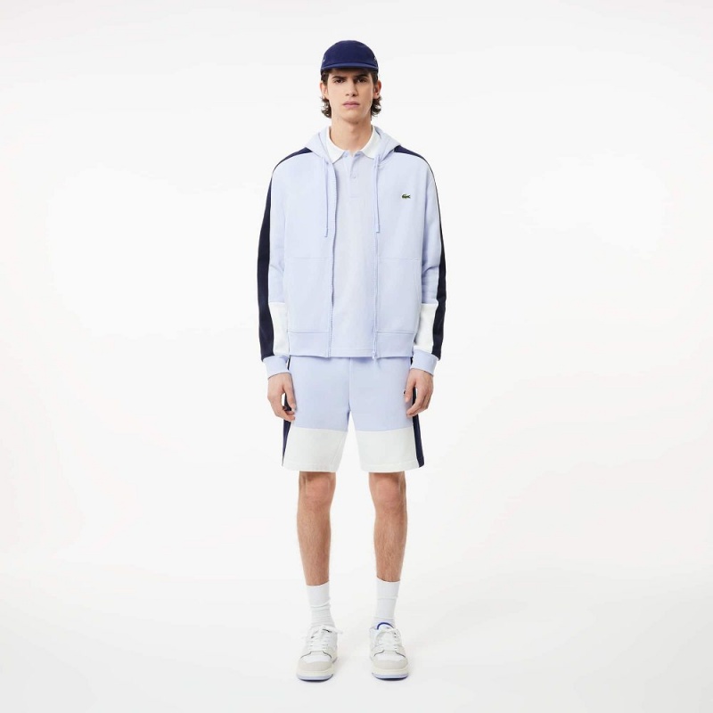 Men's Lacoste Colorblock Hoodie Light Blue Navy Blue White | OQI451809