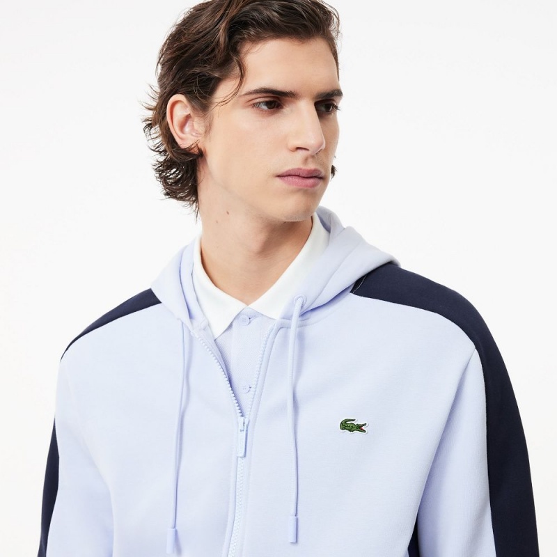 Men's Lacoste Colorblock Hoodie Light Blue Navy Blue White | OQI451809