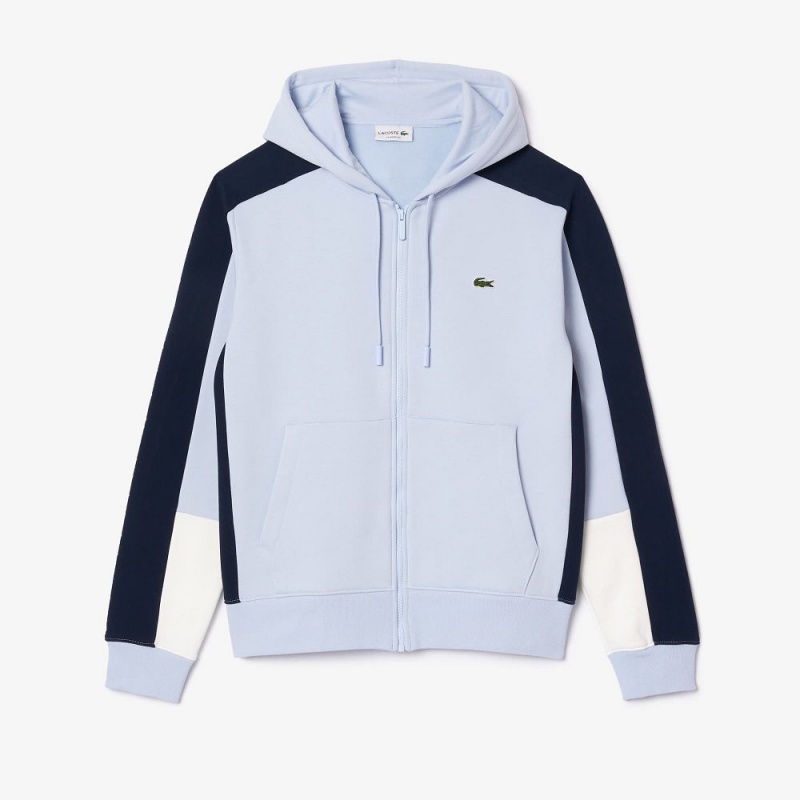 Men's Lacoste Colorblock Hoodie Light Blue Navy Blue White | OQI451809