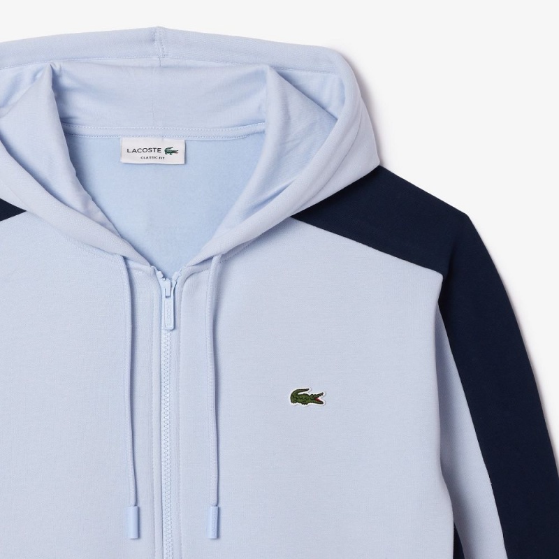 Men's Lacoste Colorblock Hoodie Light Blue Navy Blue White | OQI451809