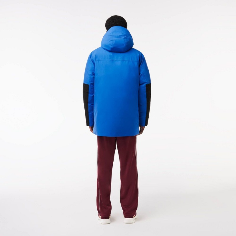 Men's Lacoste Colorblock Multipocket Hooded Coats Blue Black | CES958412