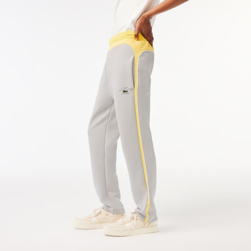 Men's Lacoste Colorblock Organic Cotton Sweatpants Light Grey Yellow White | BWG768245