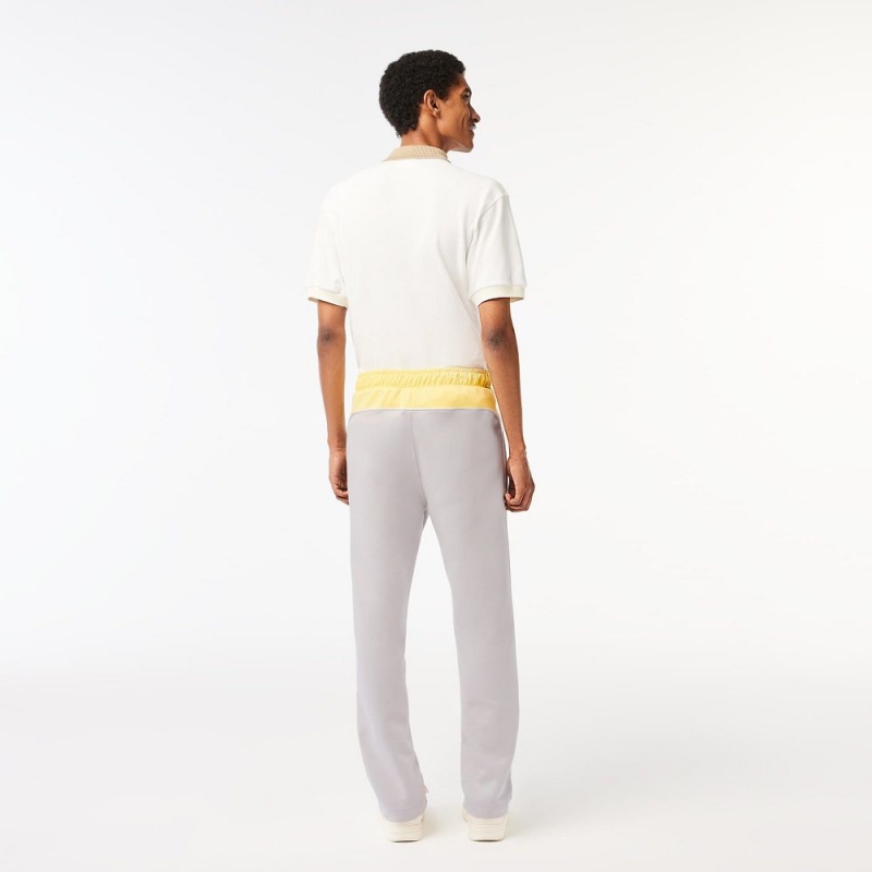 Men's Lacoste Colorblock Organic Cotton Sweatpants Light Grey Yellow White | BWG768245