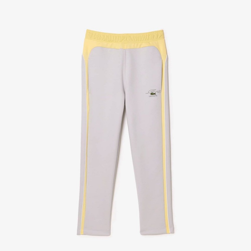 Men's Lacoste Colorblock Organic Cotton Sweatpants Light Grey Yellow White | BWG768245