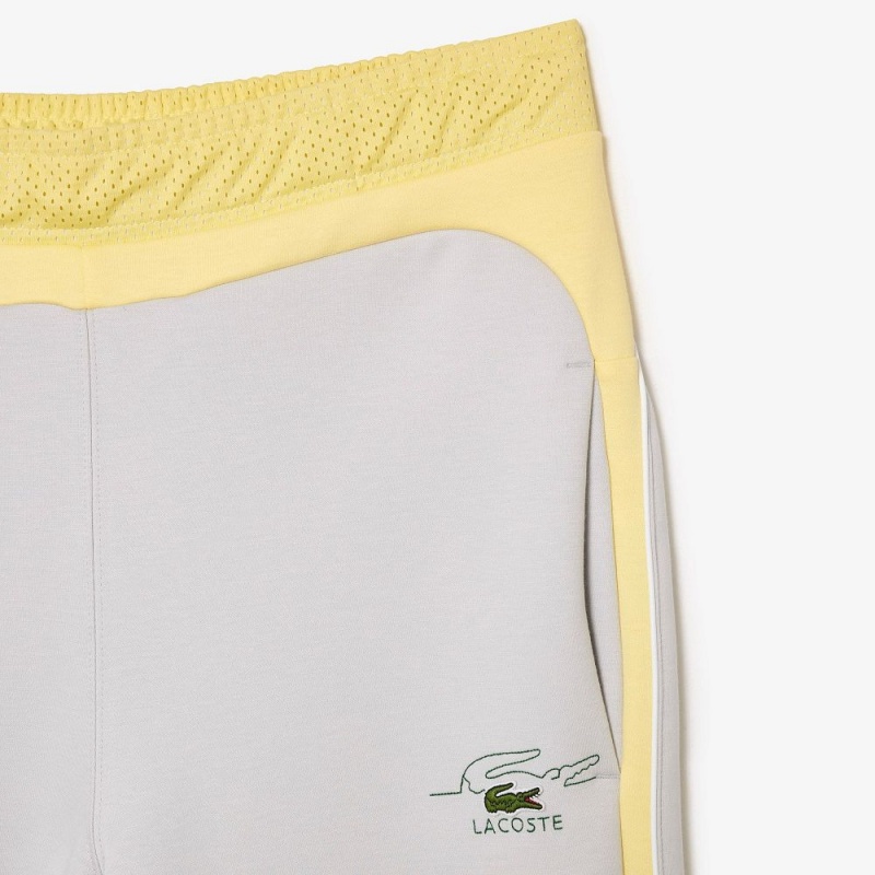 Men's Lacoste Colorblock Organic Cotton Sweatpants Light Grey Yellow White | BWG768245