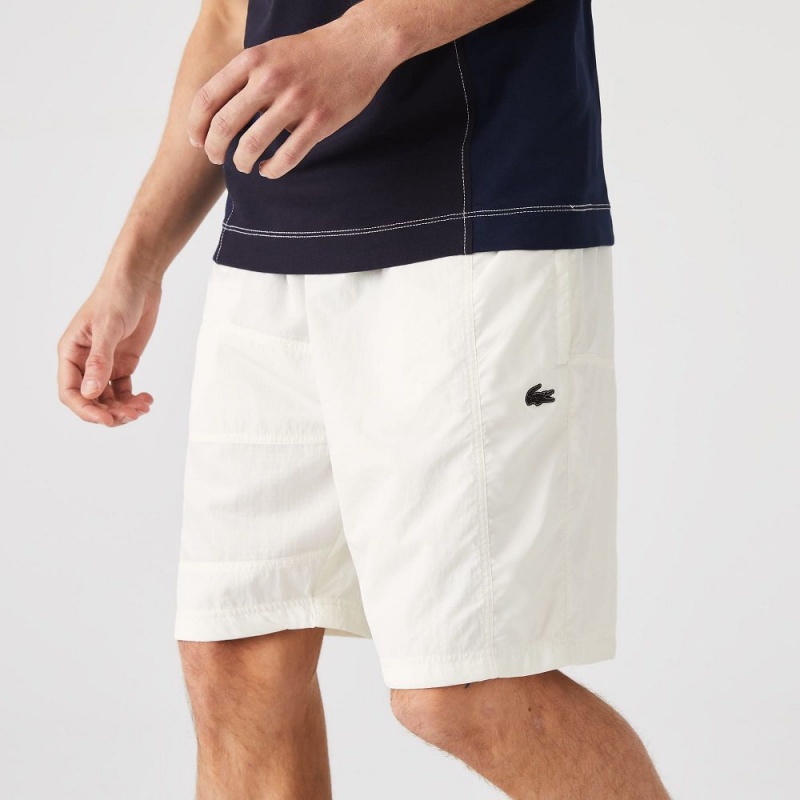 Men's Lacoste Colorblock Patchwork Effect Shorts White | TFL765408