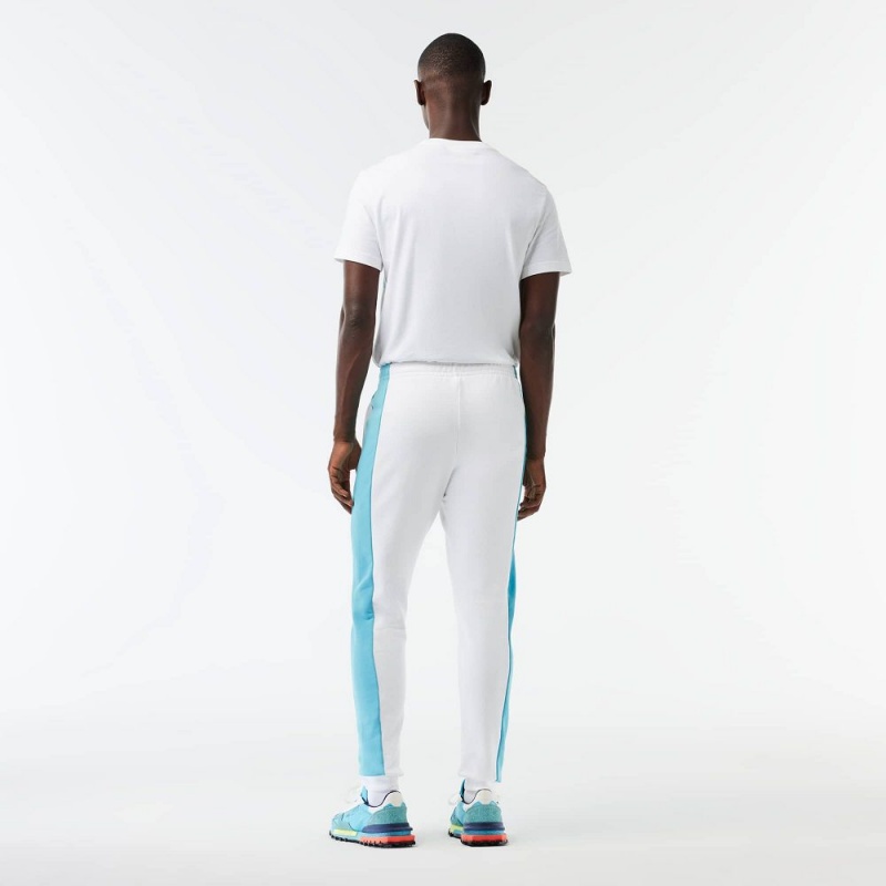 Men's Lacoste Colorblock Sweatpants White Blue | OSR948351