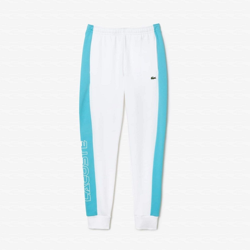 Men's Lacoste Colorblock Sweatpants White Blue | OSR948351