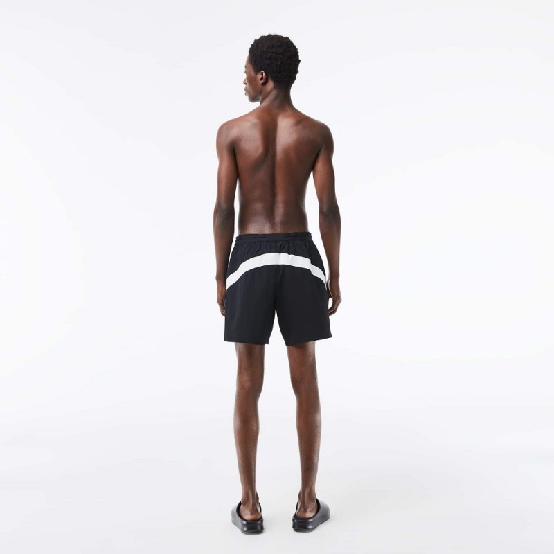 Men's Lacoste Colorblock Swim Trunks Black White | BIX206418