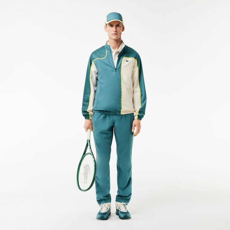 Men's Lacoste Colorblock Tennis Tracksuits Blue White | RXS394768