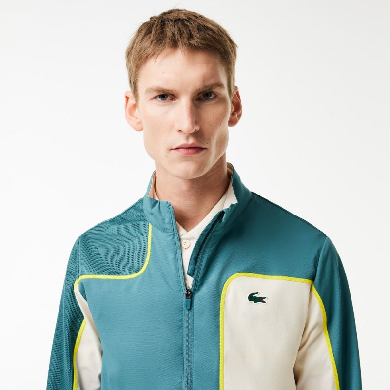 Men's Lacoste Colorblock Tennis Tracksuits Blue White | RXS394768