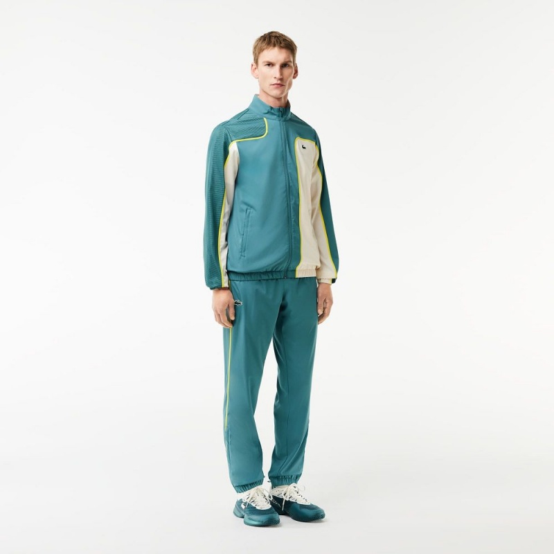 Men\'s Lacoste Colorblock Tennis Tracksuits Blue White | RXS394768