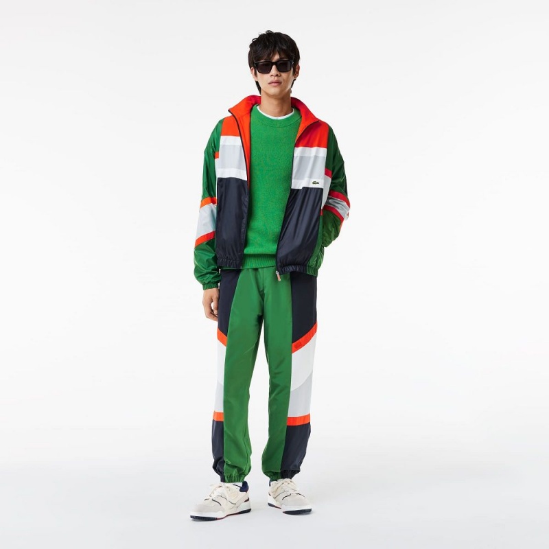 Men's Lacoste Colorblock Track Jackets Green White | QJN850739