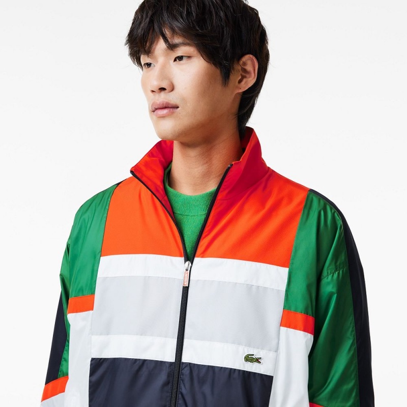 Men's Lacoste Colorblock Track Jackets Green White | QJN850739