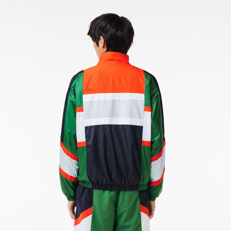 Men's Lacoste Colorblock Track Jackets Green White | QJN850739