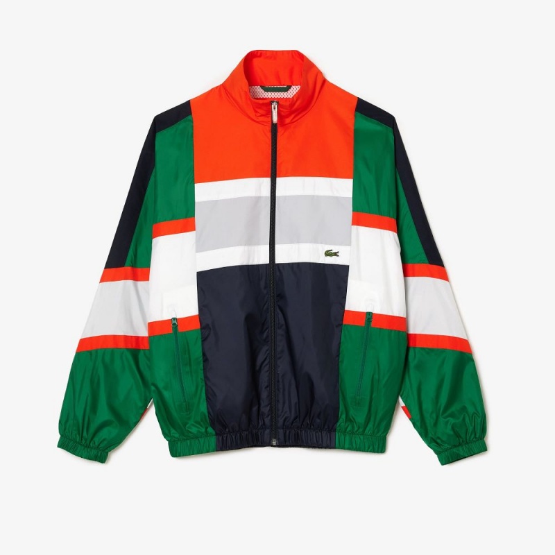 Men's Lacoste Colorblock Track Jackets Green White | QJN850739