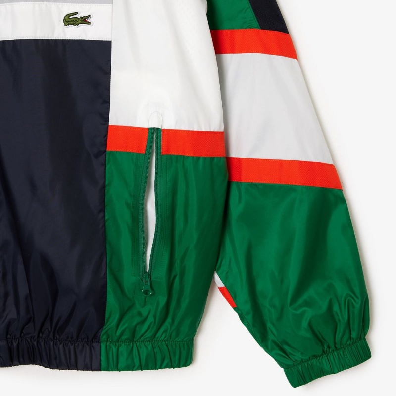 Men's Lacoste Colorblock Track Jackets Green White | QJN850739