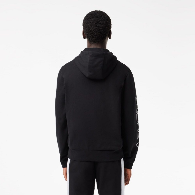 Men's Lacoste Colorblock Zip-Up Hoodie Black Grey Chine | PTL476851