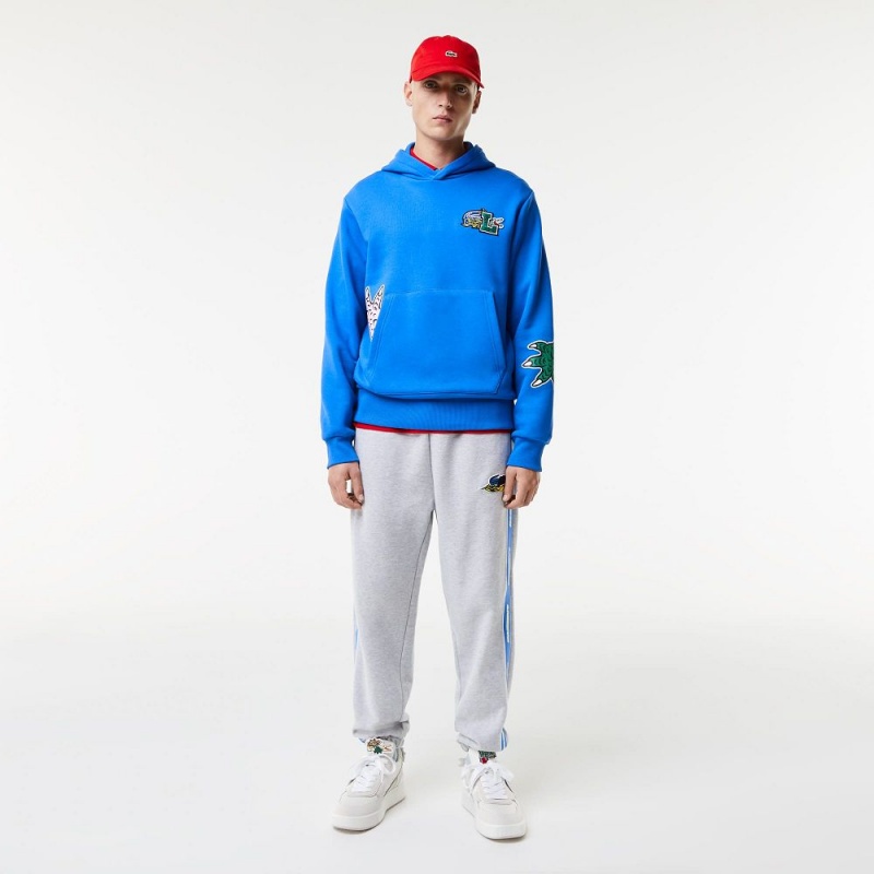 Men's Lacoste Comic Effect Print Hoodie Blue | WBO231985