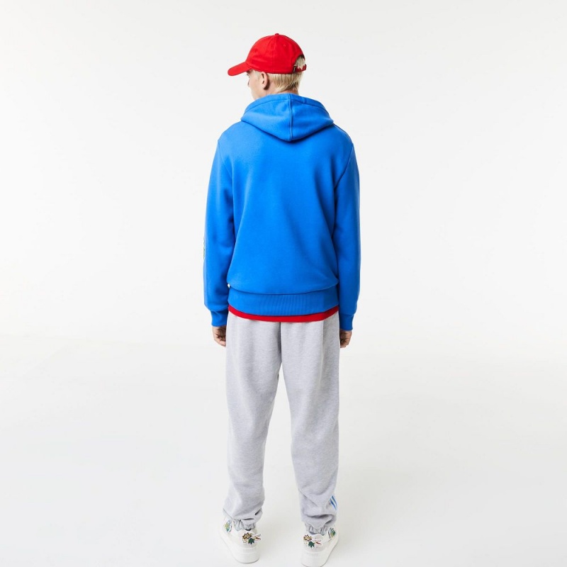 Men's Lacoste Comic Effect Print Hoodie Blue | WBO231985