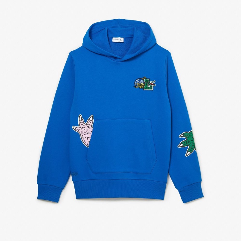 Men's Lacoste Comic Effect Print Hoodie Blue | WBO231985