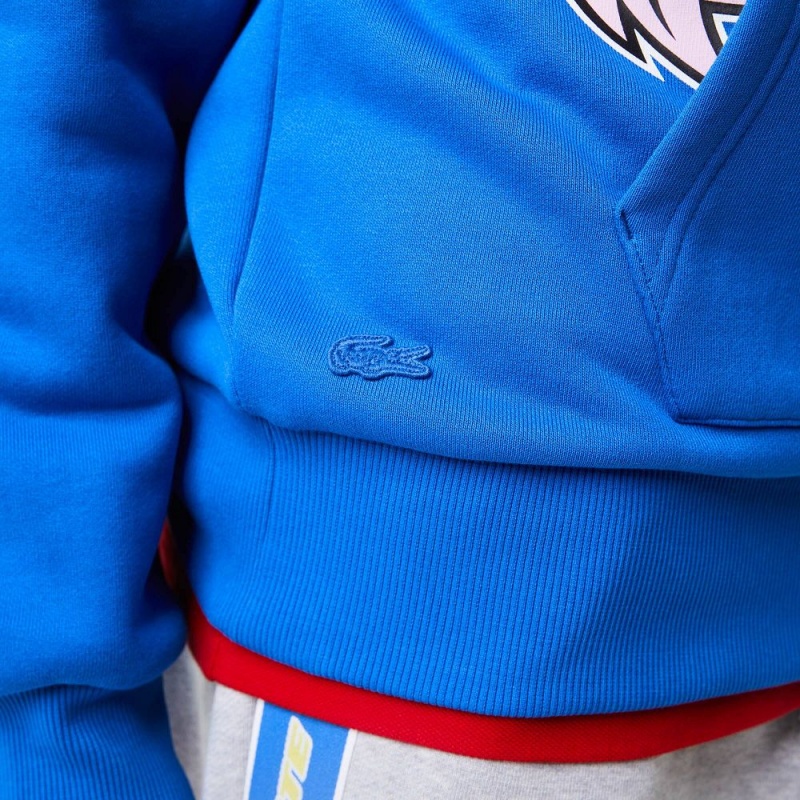 Men's Lacoste Comic Effect Print Hoodie Blue | WBO231985