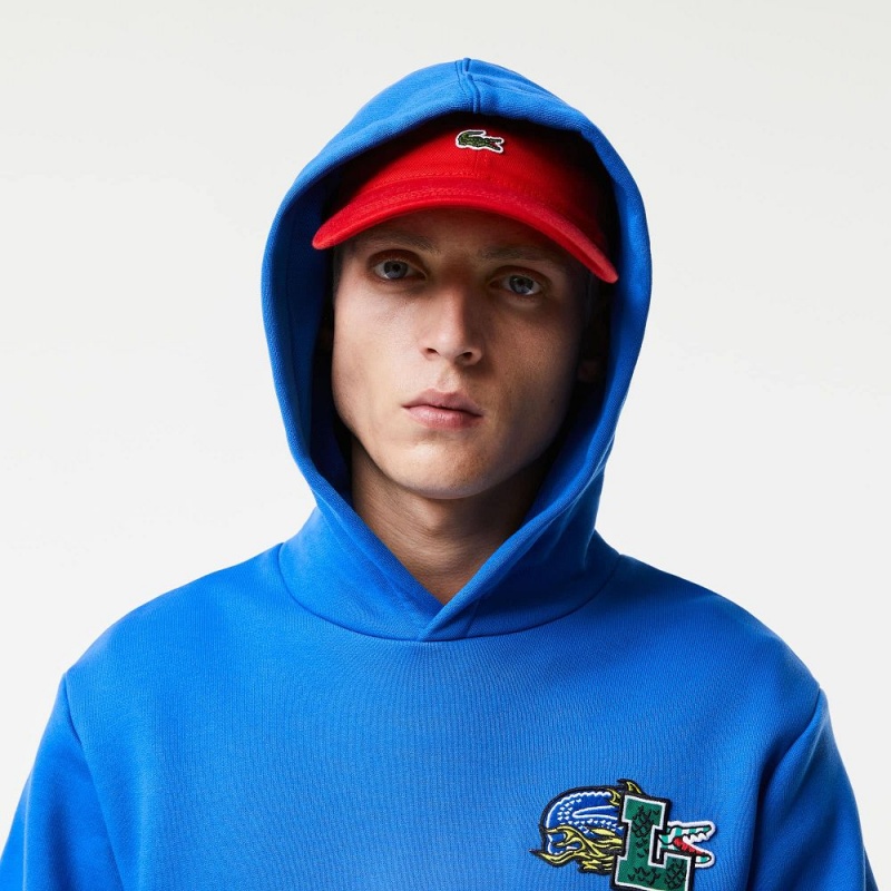 Men's Lacoste Comic Effect Print Hoodie Blue | WBO231985