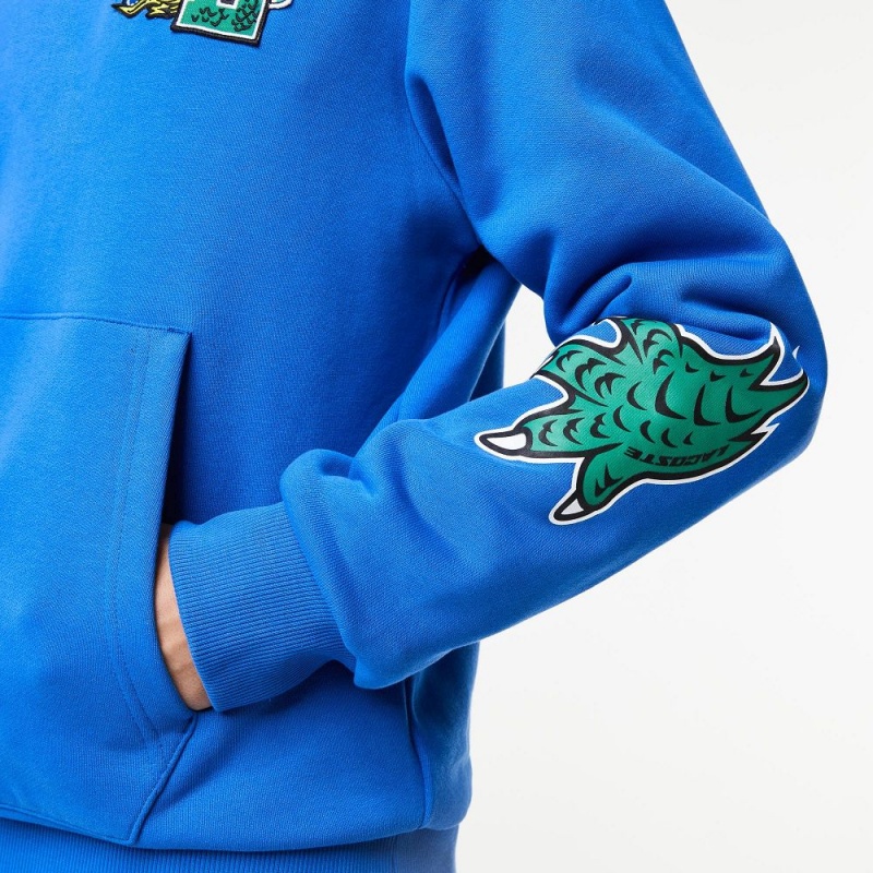 Men's Lacoste Comic Effect Print Hoodie Blue | WBO231985