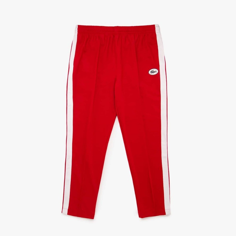 Men\'s Lacoste Contrast Bands Sweatpants Red | IFW053871