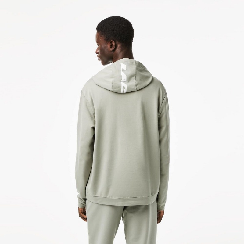 Men's Lacoste Contrast Croc Hoodie Khaki Green | YXH593087