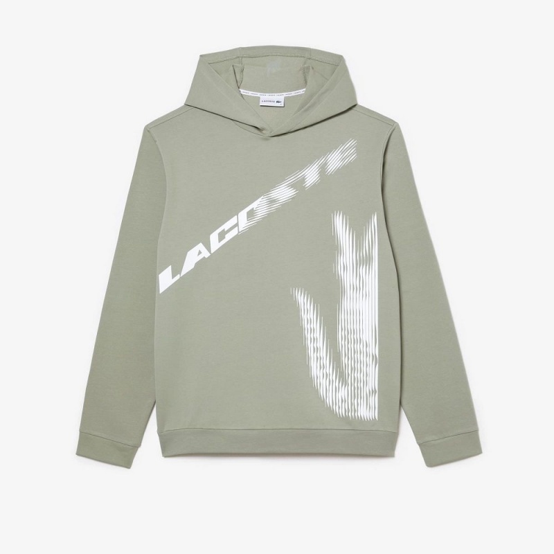 Men's Lacoste Contrast Croc Hoodie Khaki Green | YXH593087