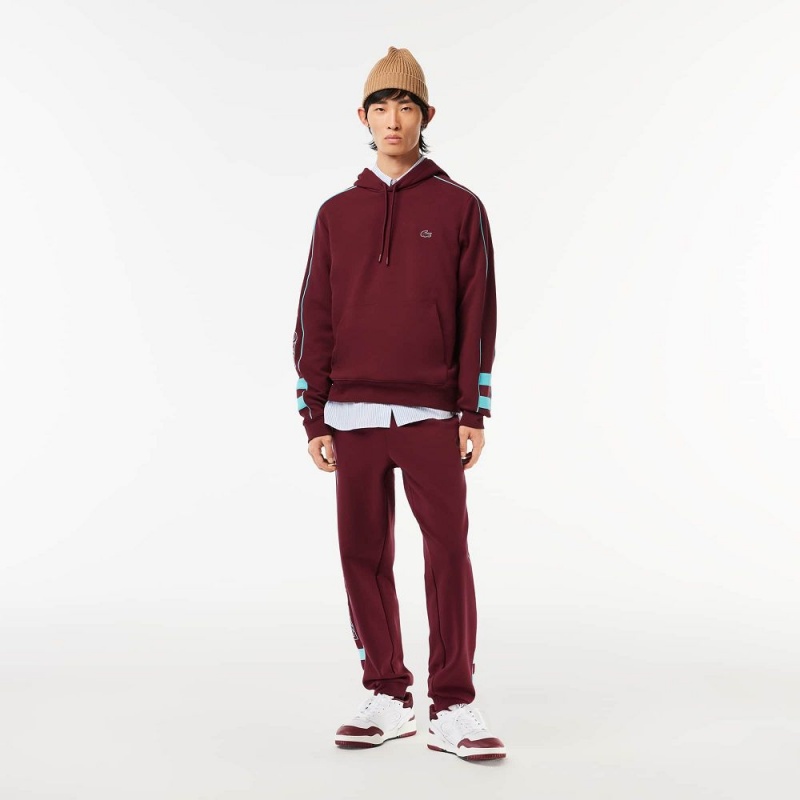 Men's Lacoste Contrast Details Hoodie Bordeaux Blue | TJS397280