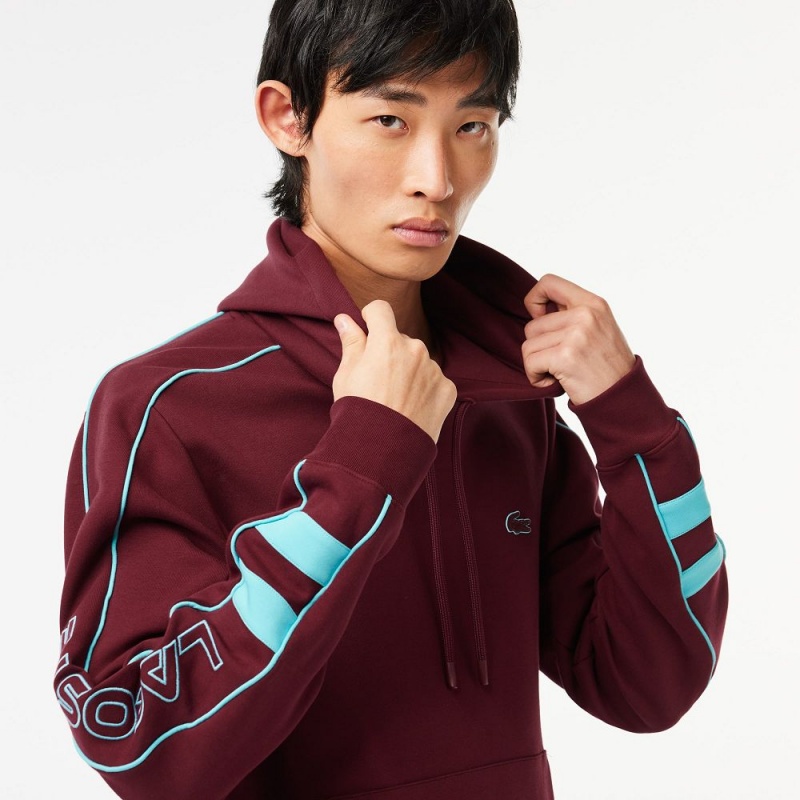 Men's Lacoste Contrast Details Hoodie Bordeaux Blue | TJS397280